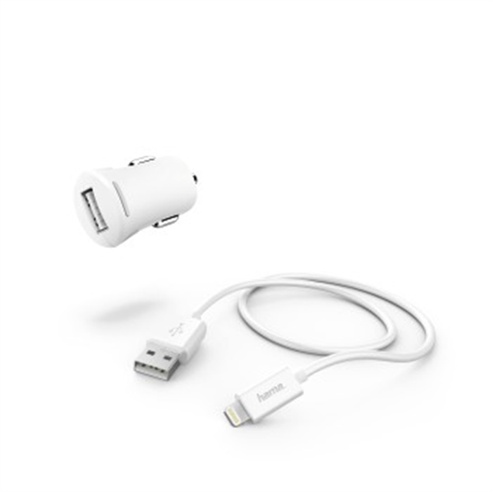 Image de Kit charge allume cigare pour voiture, Lightning, 2,4 A, blanc