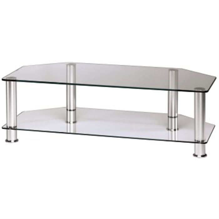 Picture of TV Rack, 1000 mm, two shelves, aluminium/clear glass / TV Rack