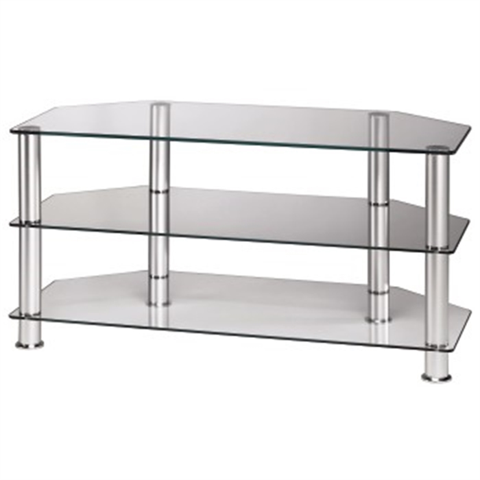 Picture of TV Rack, 1000 mm, three shelves, aluminium/clear glass / TV Rack