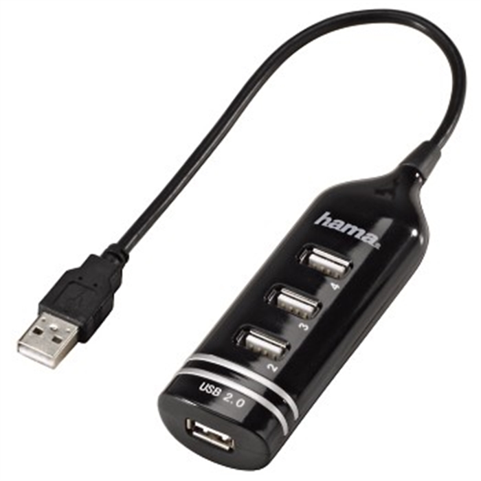 Image de Hub USB 2.0, 4 ports, alimenté par bus, Noir / Hub compact