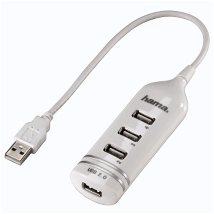 Image de Hub USB 2.0, 4 ports, alimenté par bus, Blanc / Hub compact