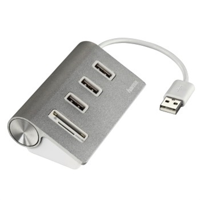 Image de Lecteur de cartes/concentrateur USB 2.0 Aluminium / Lecteur de cartes + Hub intégré