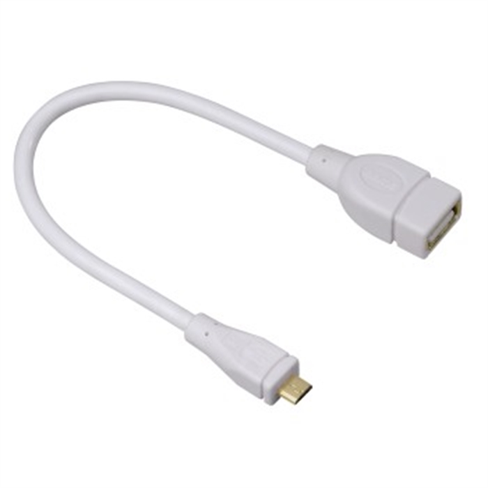 Image de Câble d´adaptation USB 2.0 OTG, micro mâle - femelle A, blanc, 0,15 m / Adaptateur USB