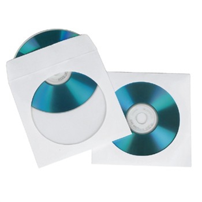 Afbeelding van Cd/dvd protection sleeves papier wit 100 stuks / CD/DVD/Blu-Ray Doosje/hoesje