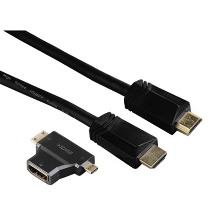 Image de Câble HDMI™ grde vit., conn. mâle - mâle, Ethernet, 1,5m + adap. HDMI™