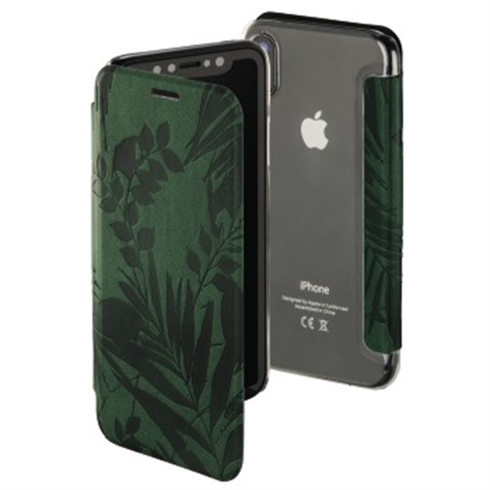 Picture of Jungle Leaves Booklet for Apple iPhone X, dark green / Smartphone Booklet Case