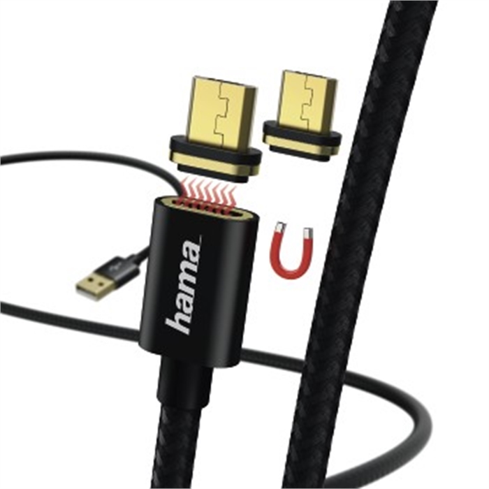 Picture of Magnetic Charging/Data Cable, Micro-USB, 1 m, black / USB Cable