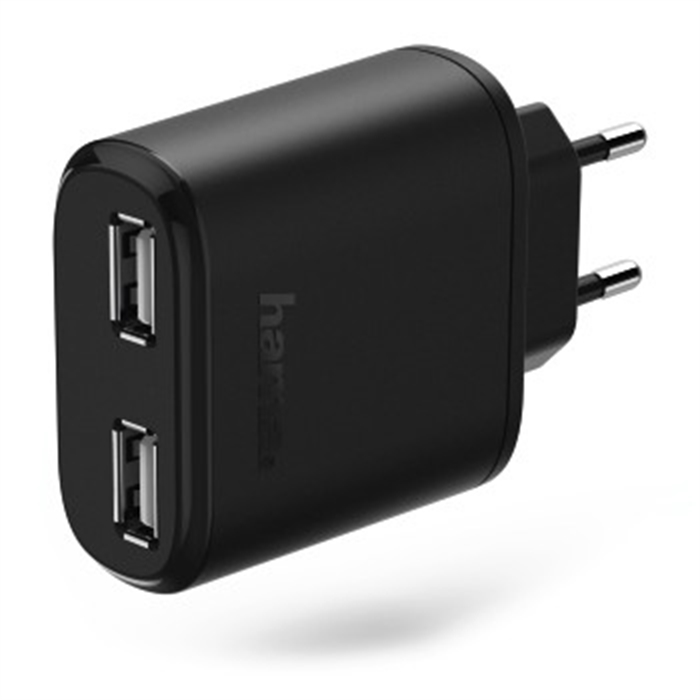 Picture of Charger, 2x USB, 4.8 A, black / USB Charging Adapter