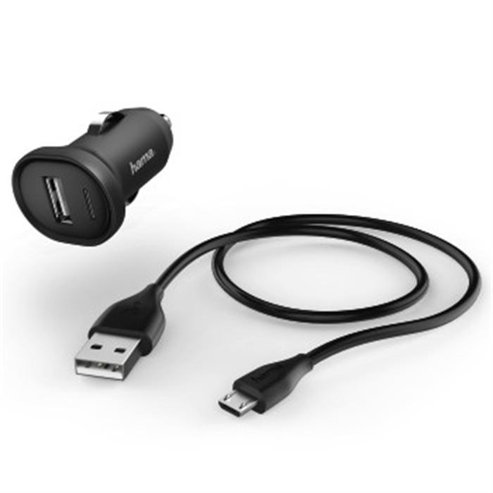 Picture of Picco Car Charger Kit, micro USB, 1A, charger + charg. cable, 1.4m, black / Vehicle Charging Set