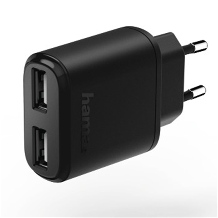 Picture of Charger, 2x USB, 2.4 A, black / USB Charging Adapter