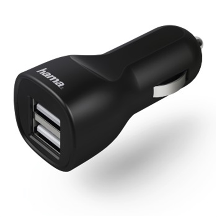 Picture of Car Charger, 2x USB, 2.4 A, black / USB Vehicle Charging Adapter