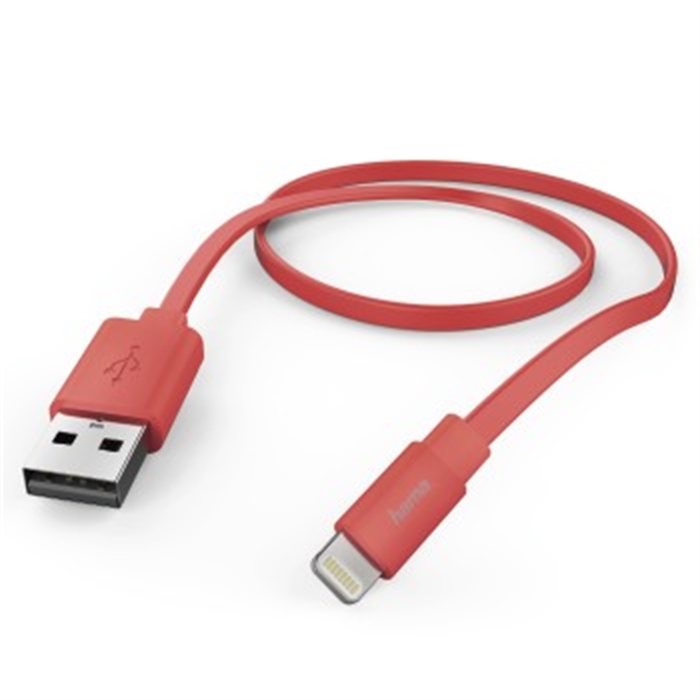 Picture of Flat Charging/Data Cable, Lightning, 1.2 m, pink / USB Cable