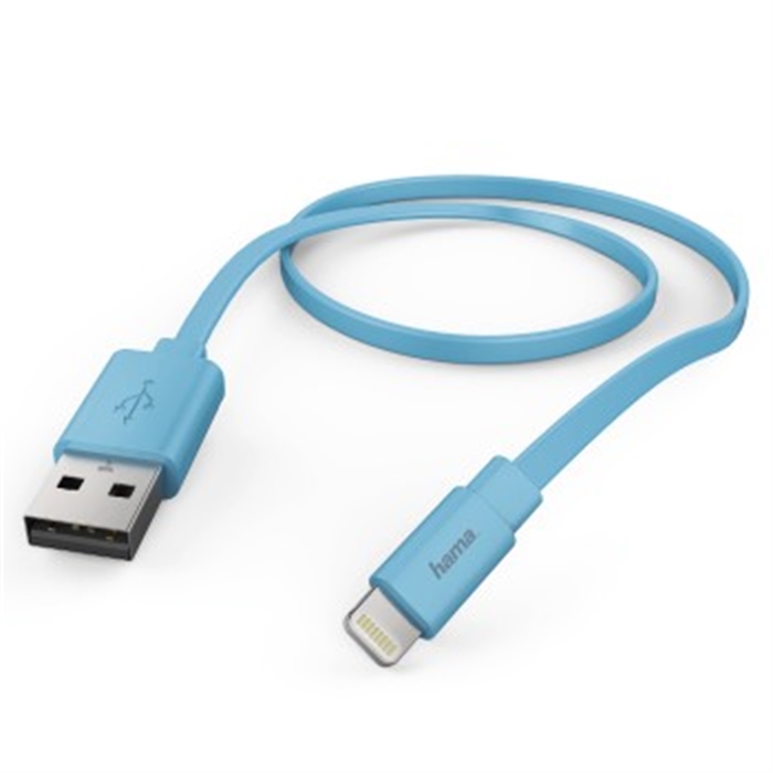 Picture of Flat Charging/Data Cable, Lightning, 1.2 m, blue / USB Cable