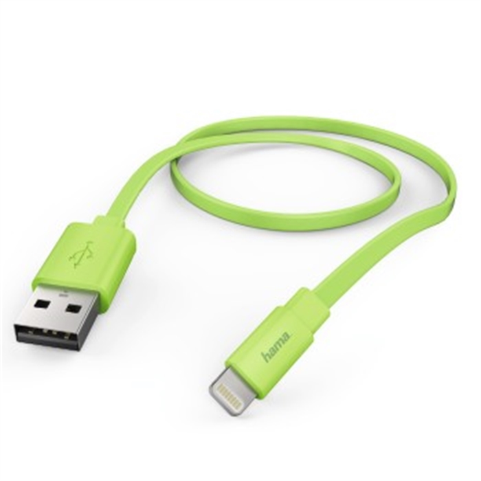 Picture of Flat Charging/Data Cable, Lightning, 1.2 m, green / USB Cable