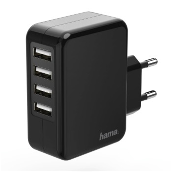 Picture of Charger, 4x USB, 4.8 A, black / Travel Charger