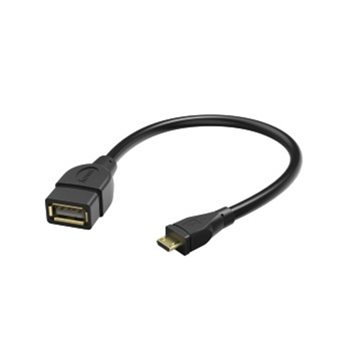 Picture of USB 2.0 Adapter Cable, OTG, micro B plug - A socket, 15 cm, black / USB Cable