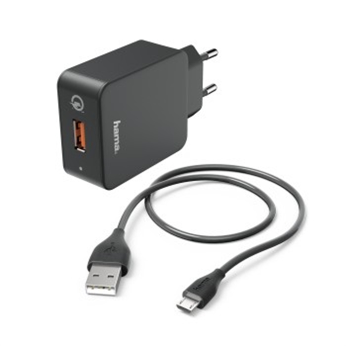 Picture of Charger Kit, Micro-USB, 3 A, Charger QC 3.0 + Micro-USB Cable, 1.5 m, black / Travel Charger Set