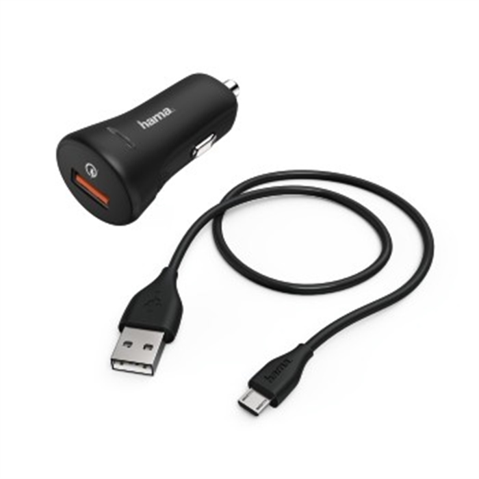 Picture of Vehicle Charger Set, Micro-USB,3A, QC3.0 Charger+Micro-USB Cable,1.5m,black / Vehicle Charging Set