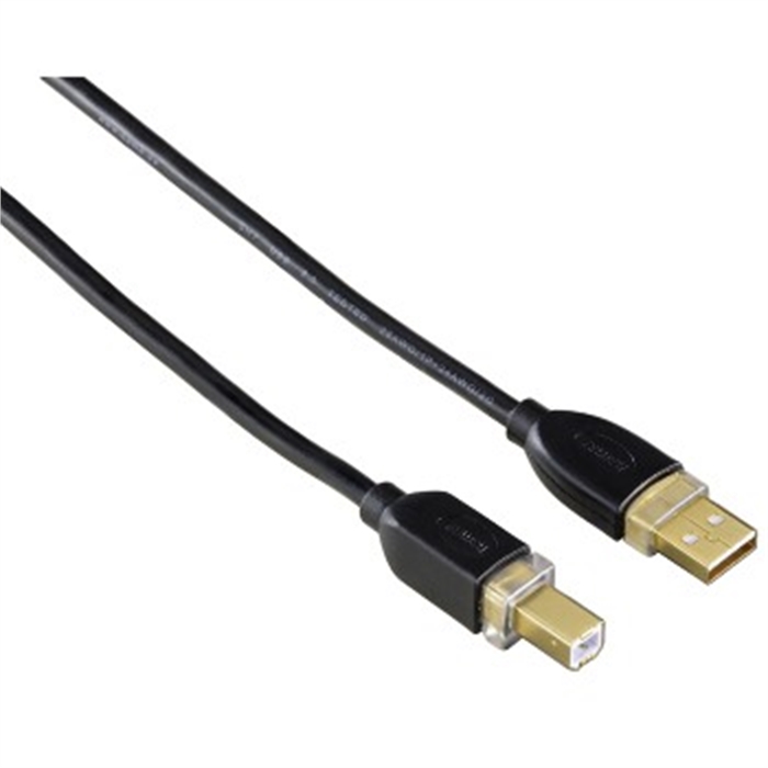 Image de Câble USB-2.0, doré, double blindage, 1,80 m, noir / Câbles USB