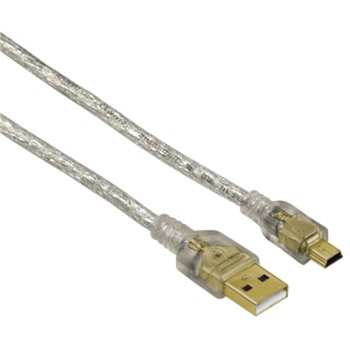 Picture of Mini USB 2.0 Cable, gold-plated, double shielded, 0.75 m, transparent / USB Cable