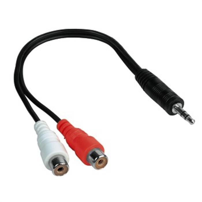 Image de Câble d' adaptation fiche jack 3,5 mm stéréo - 2 prises Cinch, 0,15 m / Câble RCA - Jack