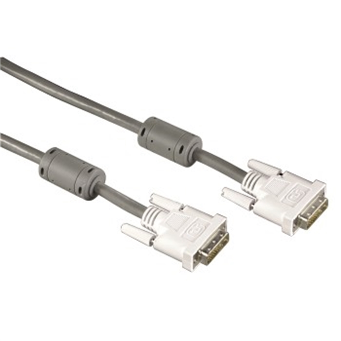 Image de Câble DVI Single Link, DVI mâle/mâle, Double blindage, Ferrites, Gris,1,80m / Câbles DVI