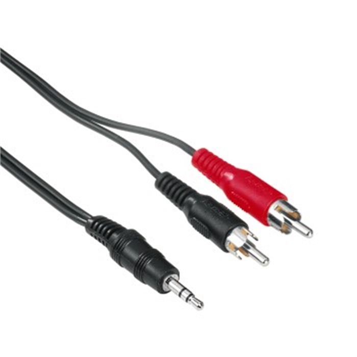 Image de Câble audio stéréo, 2 x RCA mâles - 1 Jack 3,52mm, Noir, 2,00m / Câble RCA - Jack