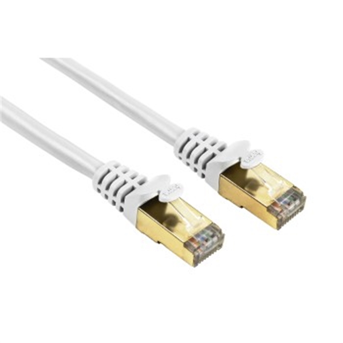 Image de Câble réseau RJ45 (8p8c) CAT 5e, STP, blindé, Or, blanc, 5,00m / Câbles Réseau