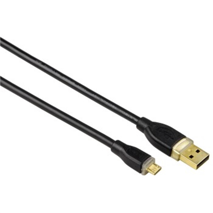 Picture of Micro USB 2.0 Cable, gold-plated, double shielded, black, 1.80 m / USB Cable