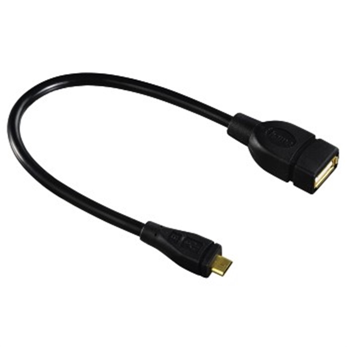 Image de Câble d´adaptation USB 2.0 OTG, micro mâle - femelle A, noir, 0,15 m / Adaptateur USB