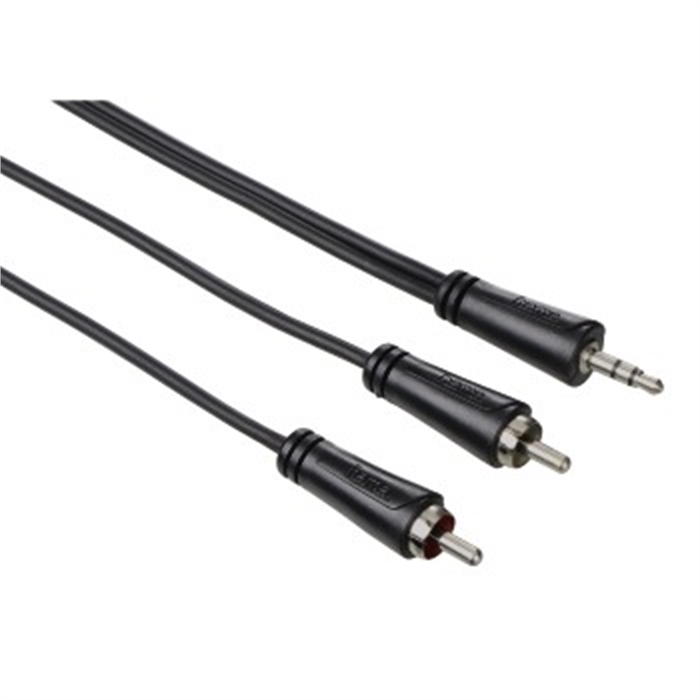 Image de Câble audio, jack mâle 3,5mm - 2 RCA mâles, stéréo, 1,5m, Noir / Câble RCA - Jack