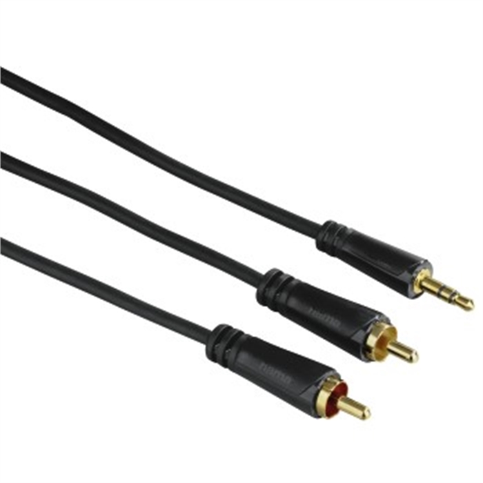 Image de Câble audio, jack mâle 3,5mm - 2 RCA mâles, stéréo, plaqué or, 1,5 m, Noir / Câble RCA - Jack