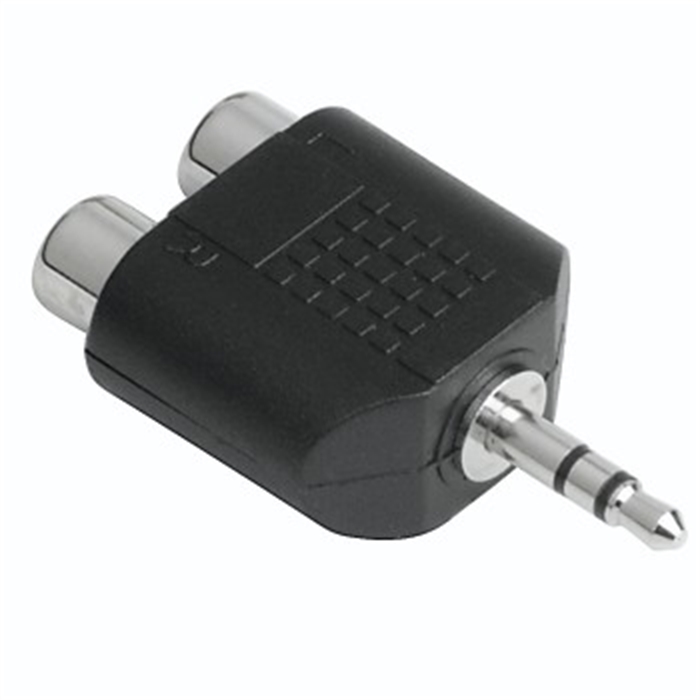 Image de Adaptateur audio, jack mâle stéréo 3,5mm - 2 fiches RCA femelles, Noir / Adaptateurs Jack