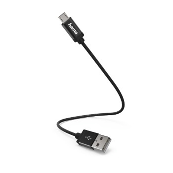 Picture of Charging/Data Cable, Micro-USB, 0.2 m, black / USB Cable