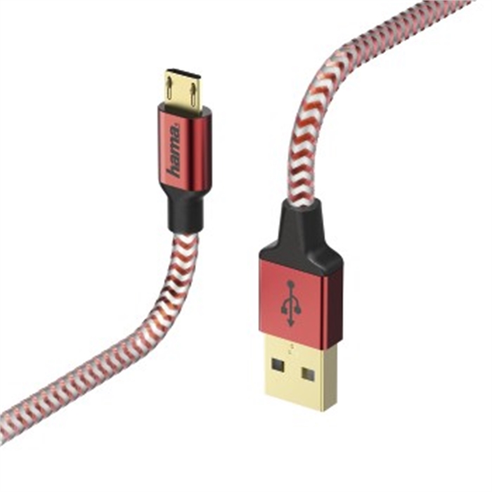 Picture of Reflective Charging/Data Cable, Micro-USB, 1.5 m, red / USB Cable