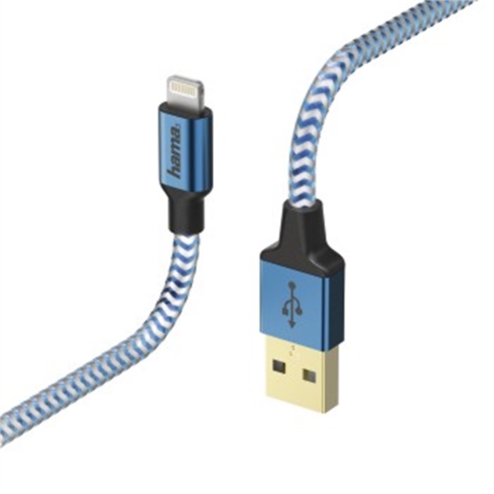 Picture of Reflective Charging/Data Cable, Lightning, 1.5 m, blue / USB Cable