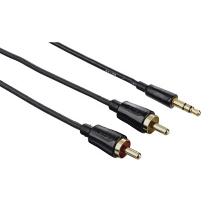 Image de Câble audio, f. jack mâle 3,5 mm stéréo - 2 f. RCA mâles, 0,5 m, noir / Câble RCA - Jack