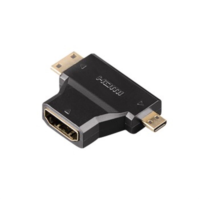 Image de Adaptateur HDMI™, femelle type A - mâle type C (Mini)/D (Micro), plaqué or / Adaptateurs HDMI™ femelle