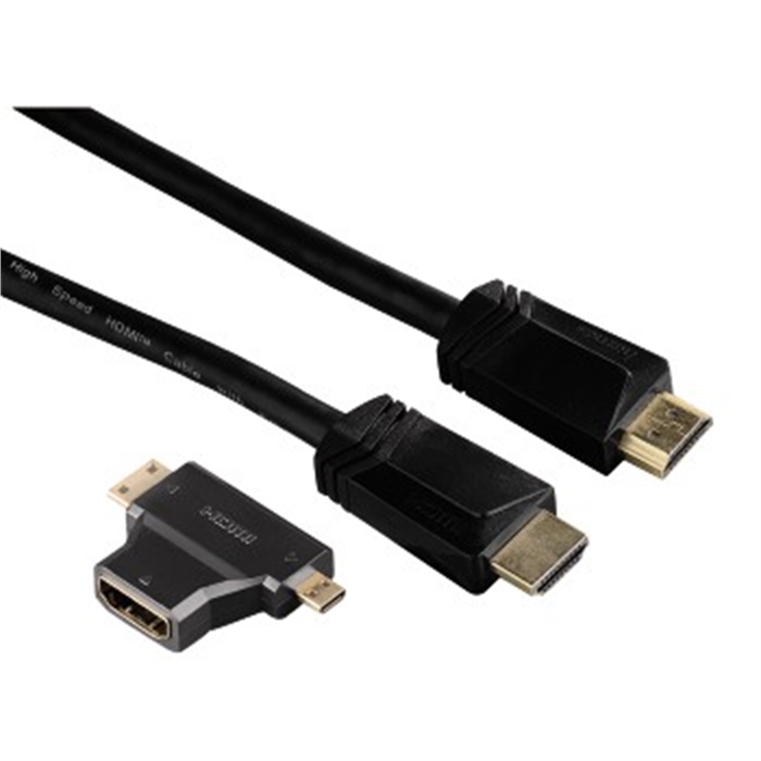 Image de Câble HDMI™ haute vitesse,mâle - Ethernet, 1,5 m + 2 en 1 Adaptateur HDMI™