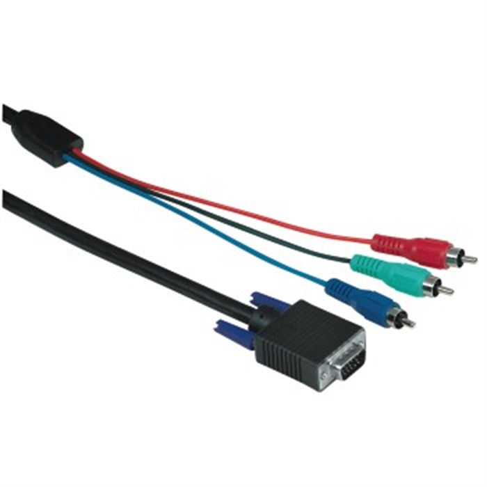 Image de Câble vidéo, 3 RCA mâles - Sub-D15hd mâle, 2 m / Câbles RCA