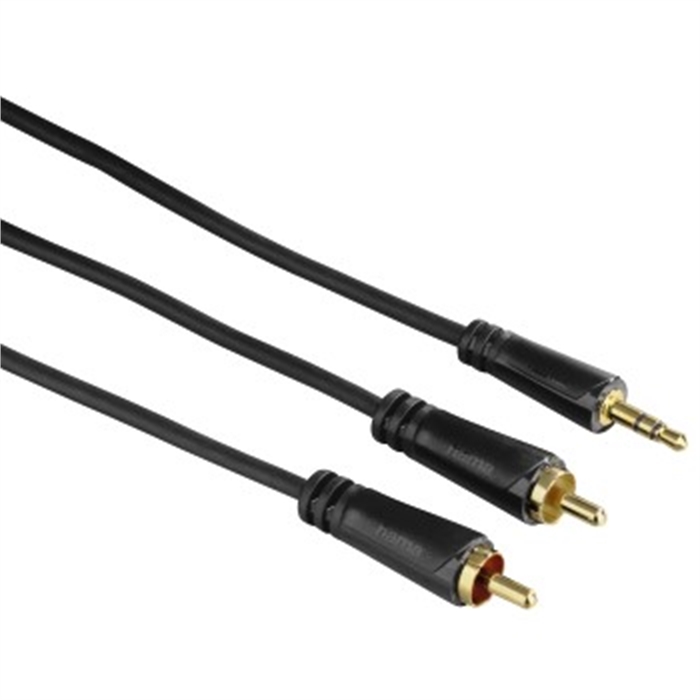 Image de Câble audio, Jack mâle 3,5 mm - 2 RCA mâles, stéréo, plaqué or, 10 m / Câble RCA - Jack