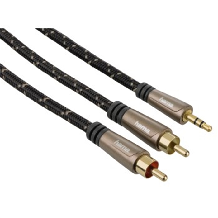 Image de Câble audio,Jack mâle 3,5 mm-2 RCA mâles,stéréo,métallique, plaqué or, 1,5m / Câble RCA - Jack