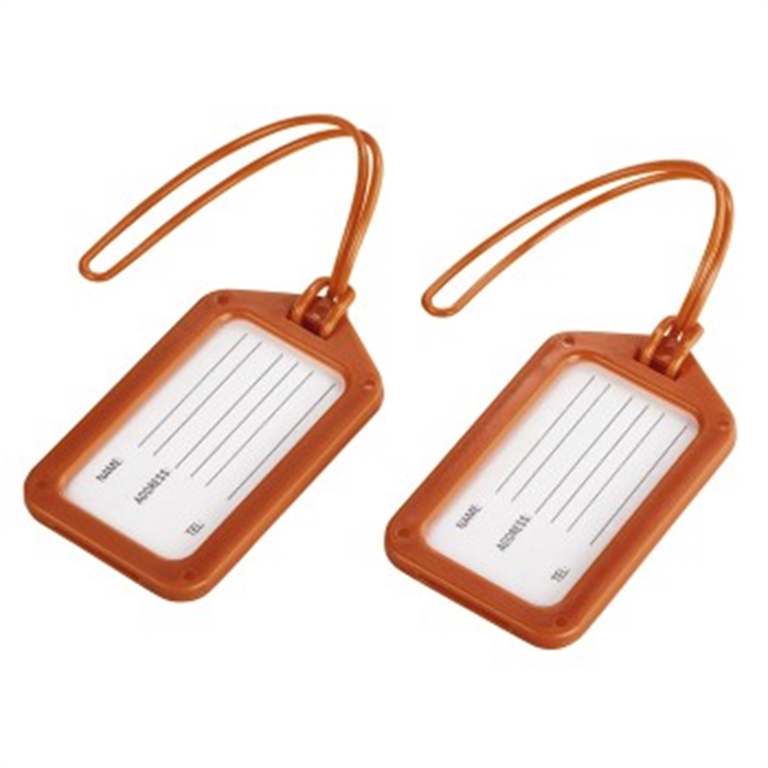 Image de Porte-étiquette à bagage, lot de 2, orange / Pochette d'adresse pour bagages