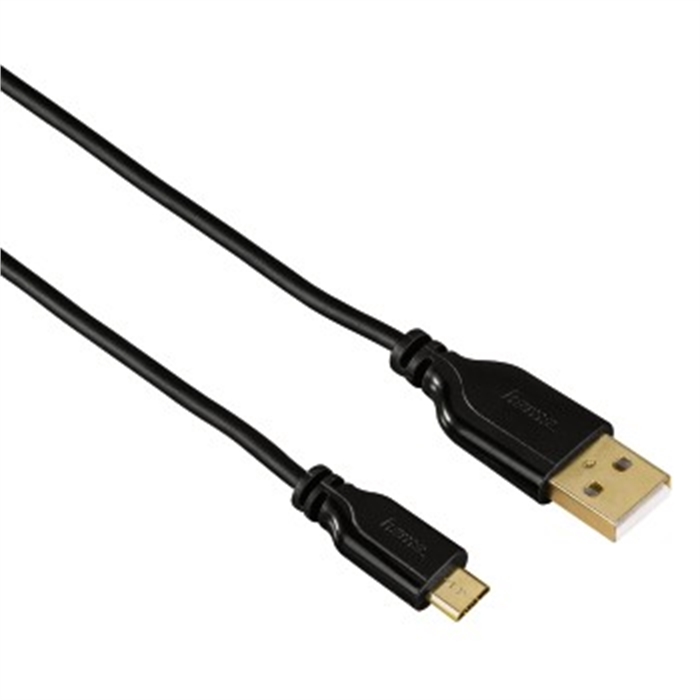 Picture of Flexi-Slim Micro USB Cable, gold-plated, twist-proof, black, 0.75 m / USB Cable