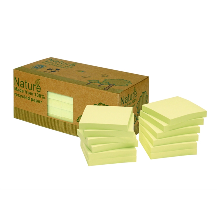 Picture of Info notes 75x75mm jaune recyclé bte de 12 blocs