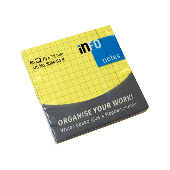 Picture of Info notes 75x75mm brillant jaune bloc de 80 flles