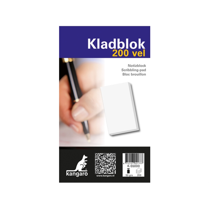 Afbeelding van kladblok Kangaro 11,5 x 19,8cm ±200 vel met dekblad