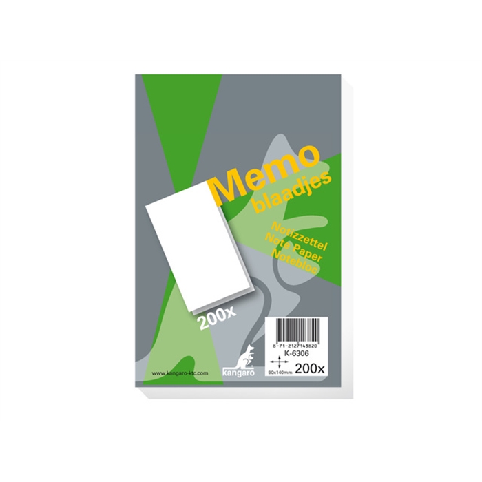 Picture of Support pour bloc mémo contenu Kangaro 90x140mm blanc cello de 200 flles