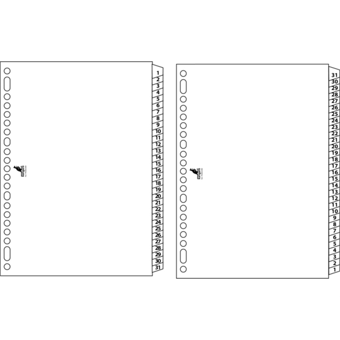 Picture of Intercal. à touches numérotées Kangaro A4 carton 190grs     blanc 23perf. 31touches Easy Move