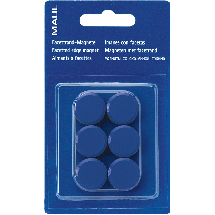 Afbeelding van Magneet MAULpro, Ø 20 mm x 8 mm, 6 st, blister Blauw